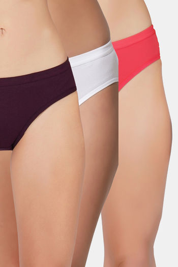 Buy Bleeding Heart Medium Rise Full Coverage Bikini Panty (Pack of 3) - Multicolor